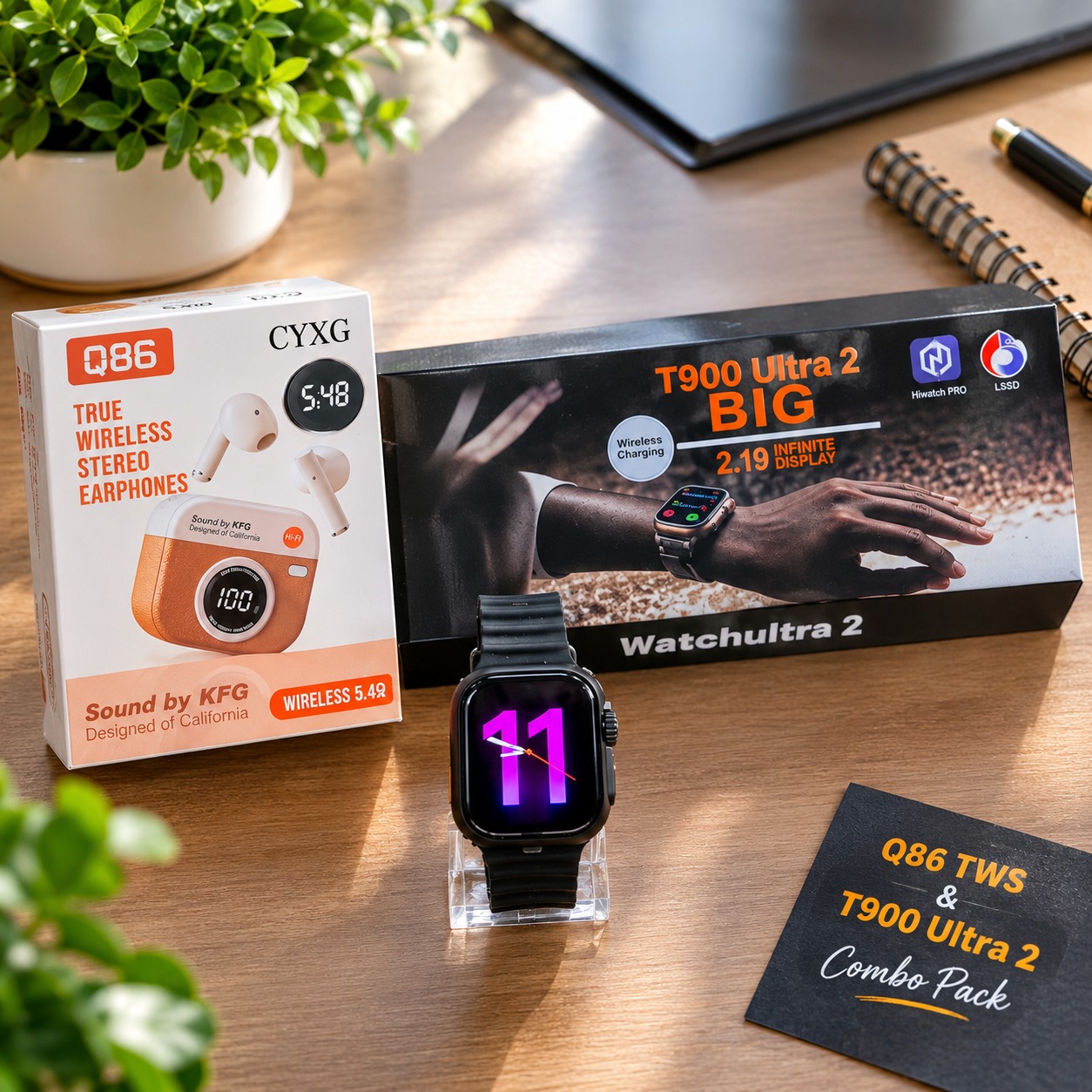 Q86 TWS & Smart Watch Combo Pack